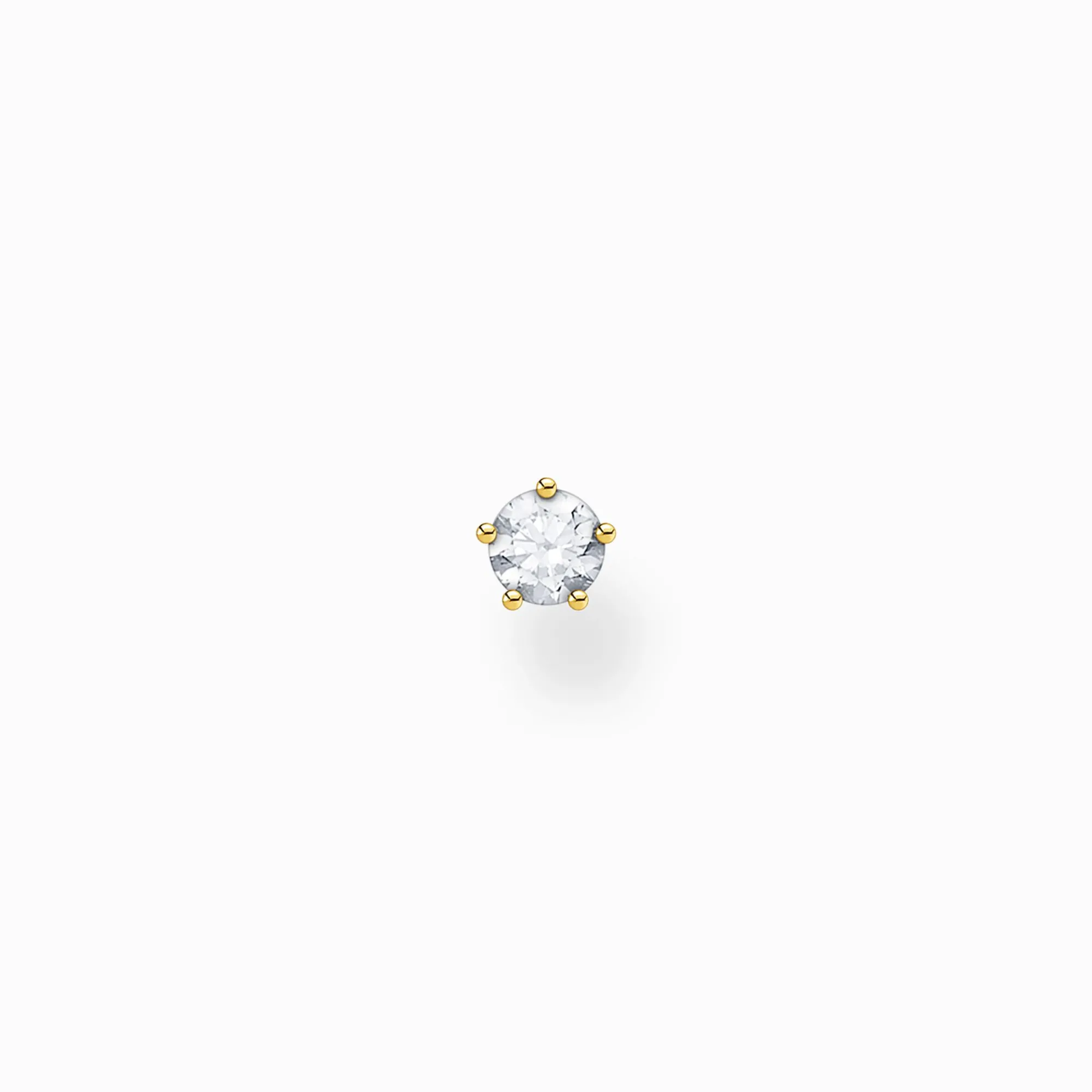 Women THOMAS SABO Ear Studs|18-Carat Gold-Plating - 925 Silver-Single ear stud white stone gold