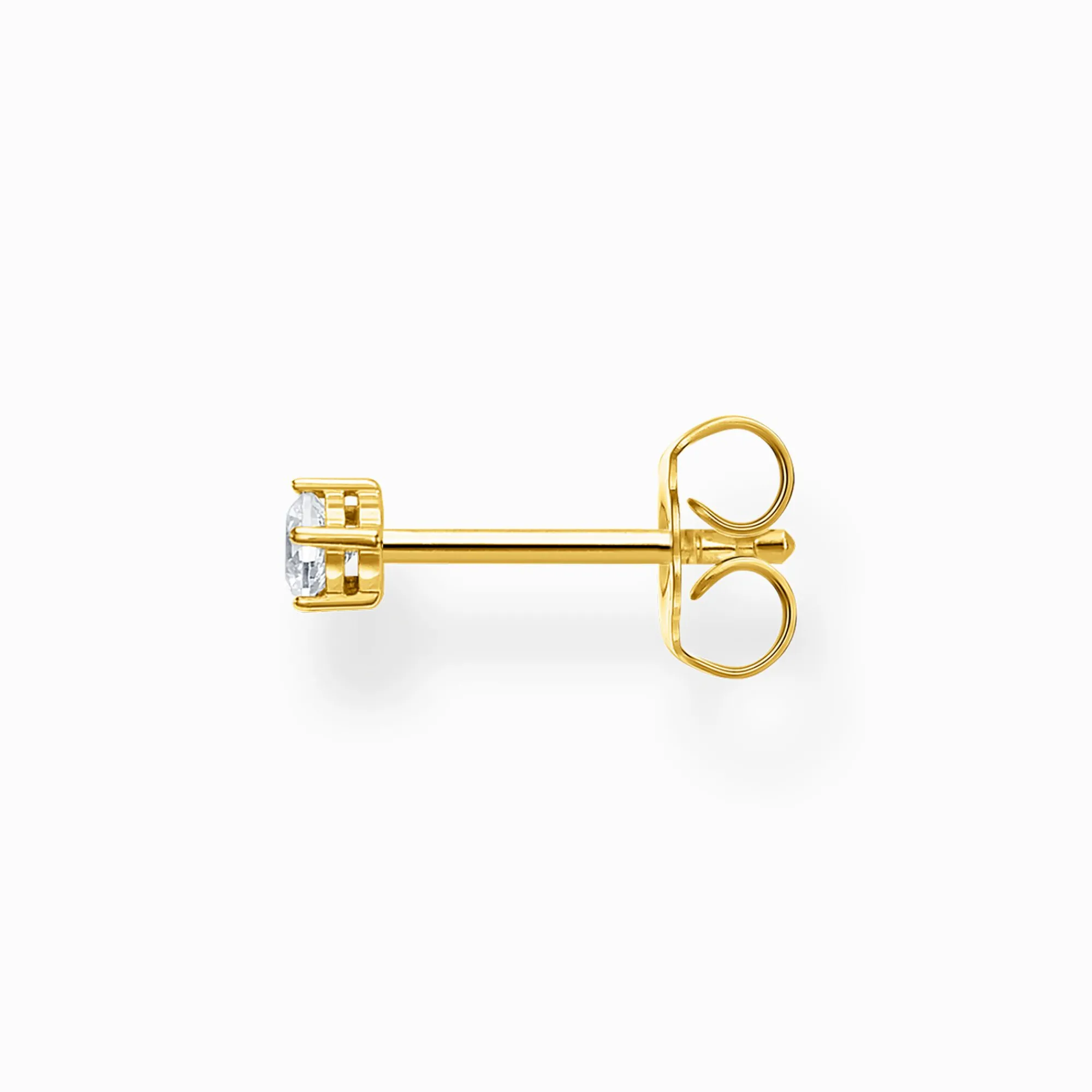 Women THOMAS SABO Ear Studs|18-Carat Gold-Plating - 925 Silver-Single ear stud white stone gold