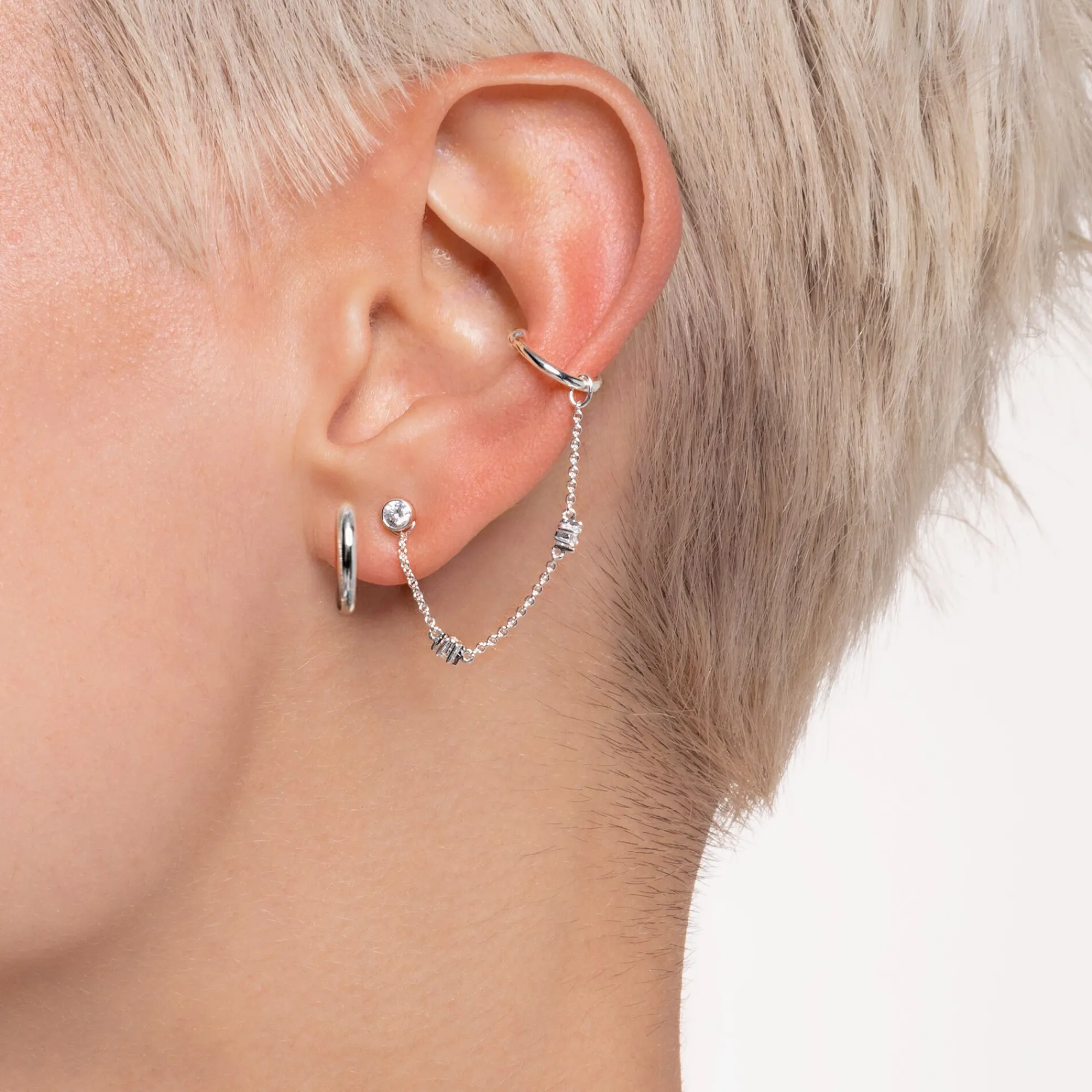 Women THOMAS SABO Ear Studs-Single ear stud white stone silver