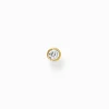 Women THOMAS SABO Ear Studs|18-Carat Gold-Plating - 925 Silver-Single ear stud white stone gold