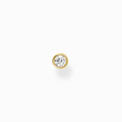 Women THOMAS SABO Ear Studs|18-Carat Gold-Plating - 925 Silver-Single ear stud white stone gold