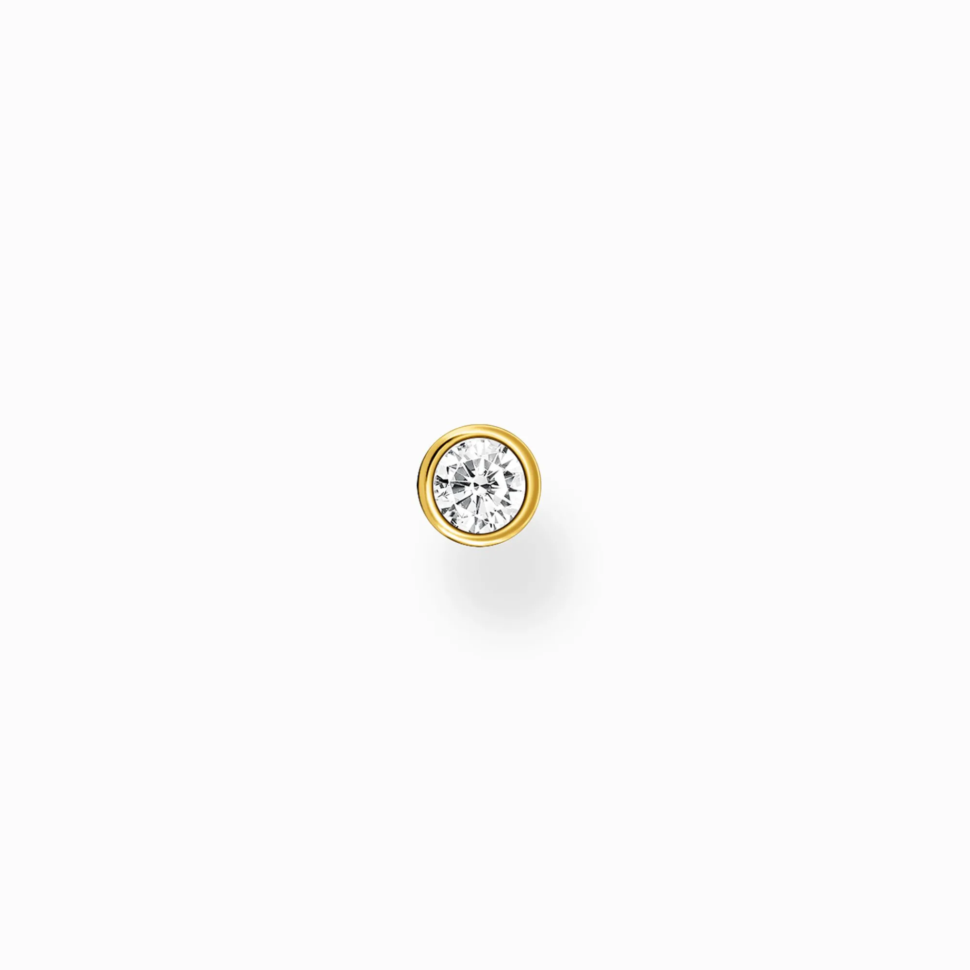 Women THOMAS SABO Ear Studs|18-Carat Gold-Plating - 925 Silver-Single ear stud white stone gold