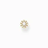 Women THOMAS SABO Ear Studs|18-Carat Gold-Plating - 925 Silver-Single ear stud white stones gold