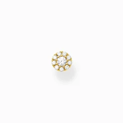 Women THOMAS SABO Ear Studs|18-Carat Gold-Plating - 925 Silver-Single ear stud white stones gold