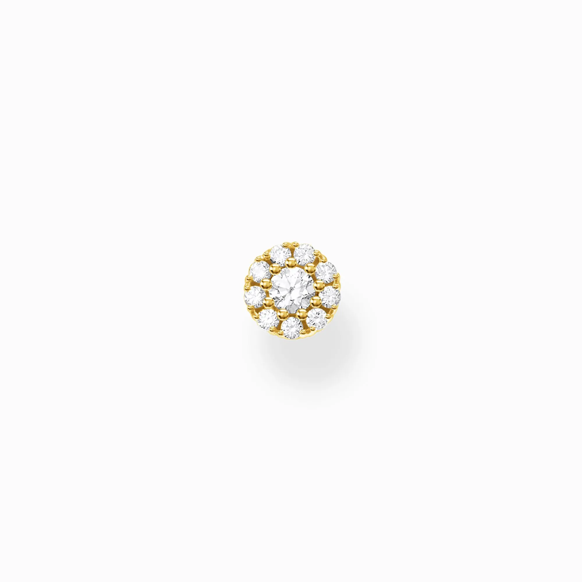 Women THOMAS SABO Ear Studs|18-Carat Gold-Plating - 925 Silver-Single ear stud white stones gold