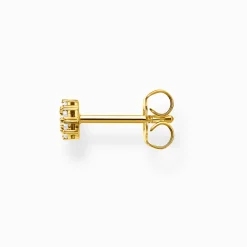 Women THOMAS SABO Ear Studs|18-Carat Gold-Plating - 925 Silver-Single ear stud white stones gold