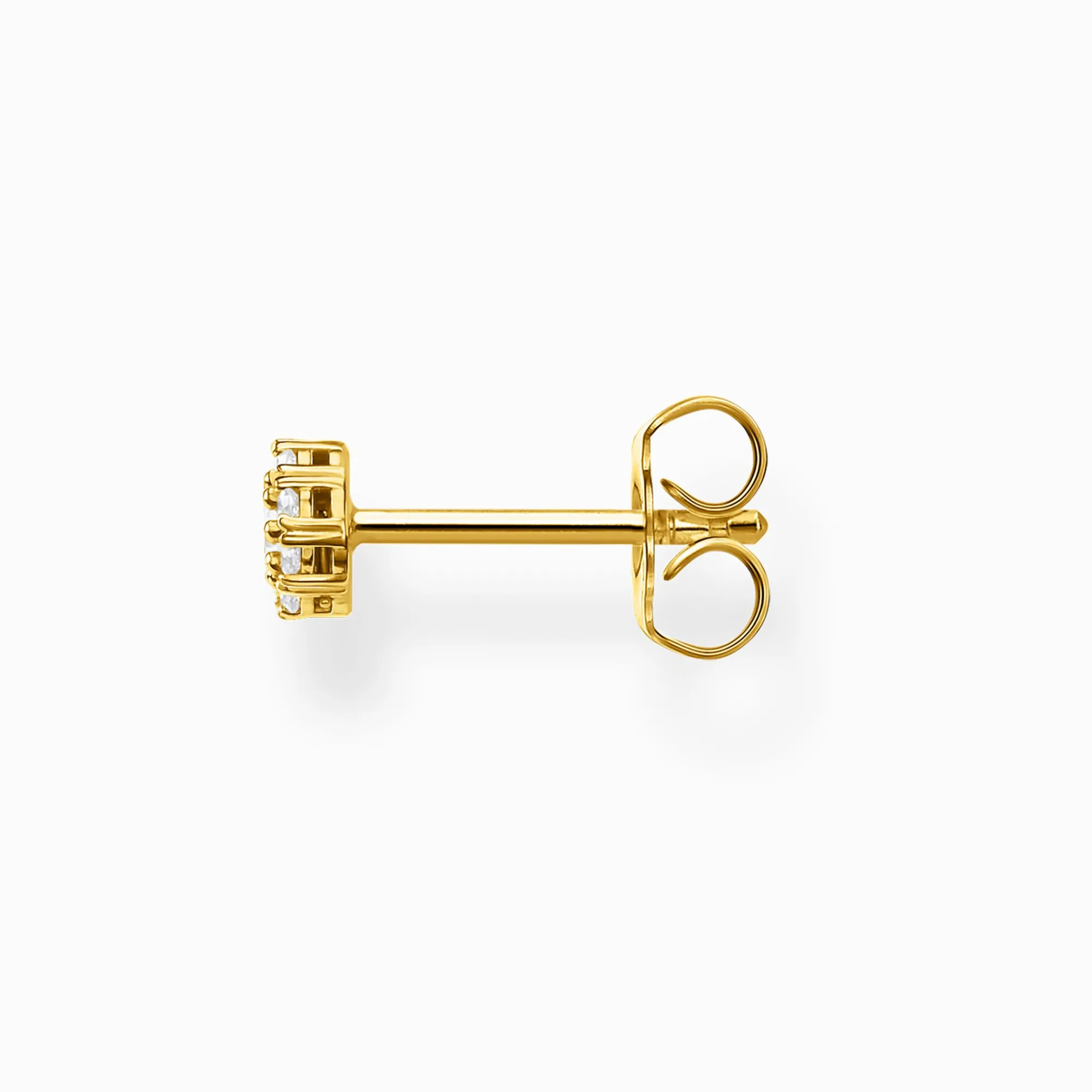 Women THOMAS SABO Ear Studs|18-Carat Gold-Plating - 925 Silver-Single ear stud white stones gold
