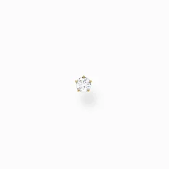 Women THOMAS SABO Ear Studs|18-Carat Gold-Plating - 925 Silver-Single ear stud white stone small gold