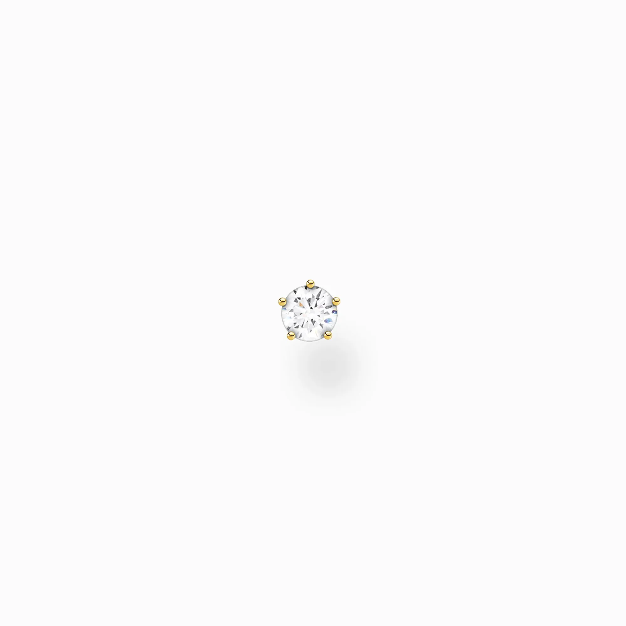Women THOMAS SABO Ear Studs|18-Carat Gold-Plating - 925 Silver-Single ear stud white stone small gold