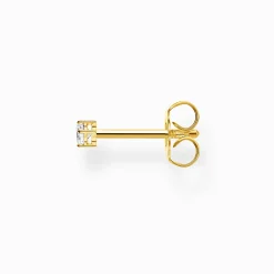 Women THOMAS SABO Ear Studs|18-Carat Gold-Plating - 925 Silver-Single ear stud white stone small gold