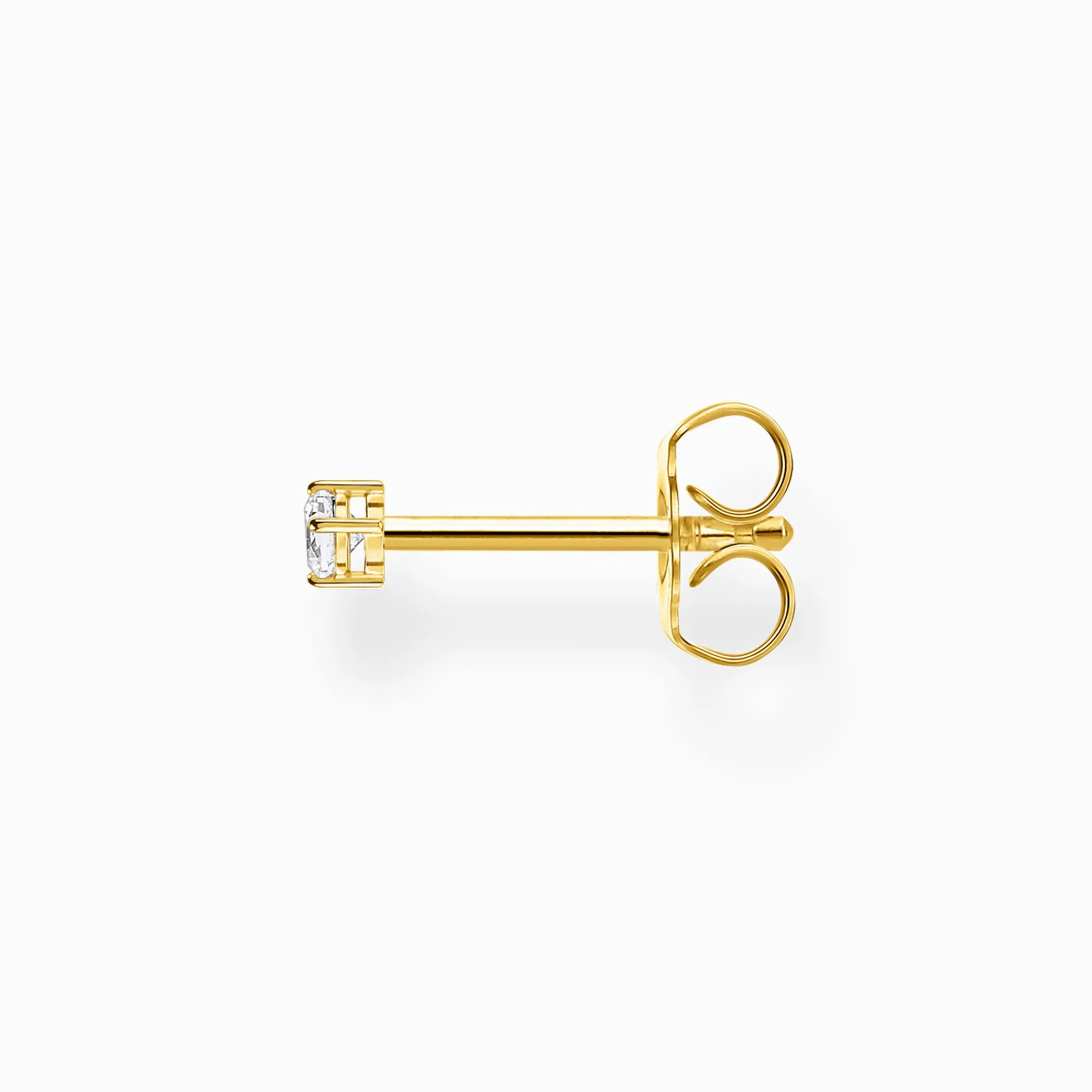 Women THOMAS SABO Ear Studs|18-Carat Gold-Plating - 925 Silver-Single ear stud white stone small gold