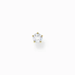 Women THOMAS SABO Ear Studs|18-Carat Gold-Plating - 925 Silver-Single ear stud white stone gold
