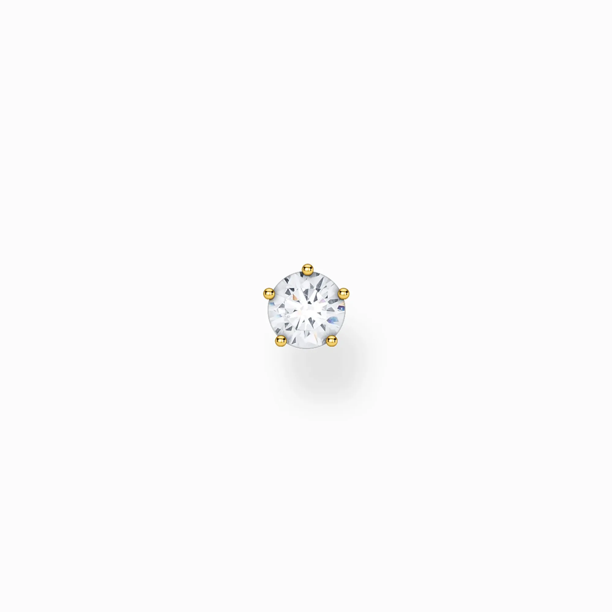 Women THOMAS SABO Ear Studs|18-Carat Gold-Plating - 925 Silver-Single ear stud white stone gold
