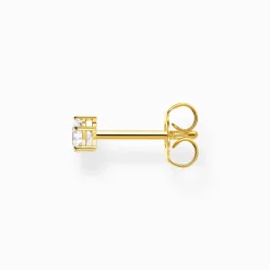 Women THOMAS SABO Ear Studs|18-Carat Gold-Plating - 925 Silver-Single ear stud white stone gold
