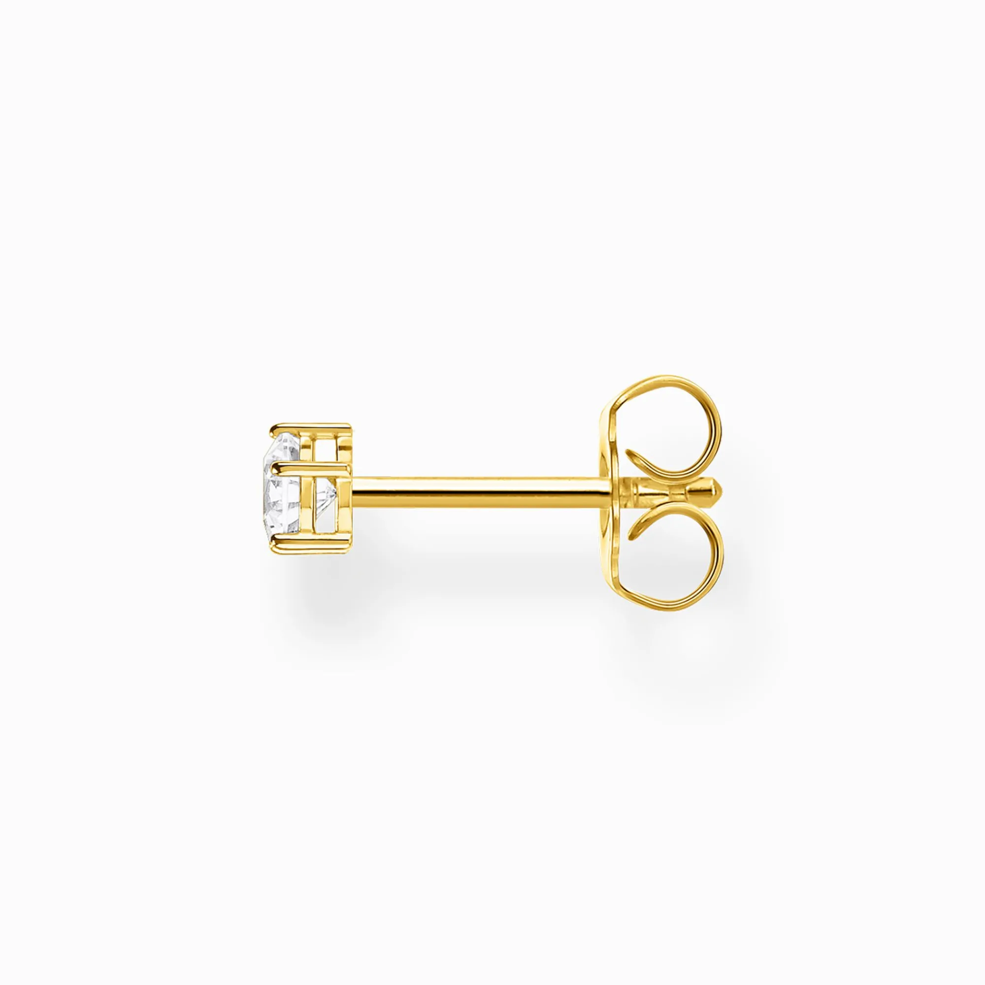 Women THOMAS SABO Ear Studs|18-Carat Gold-Plating - 925 Silver-Single ear stud white stone gold