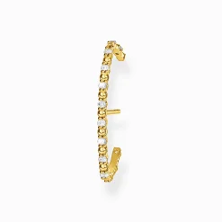 Women THOMAS SABO Ear Studs|18-Carat Gold-Plating - 925 Silver-Single ear stud white stones gold