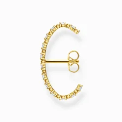 Women THOMAS SABO Ear Studs|18-Carat Gold-Plating - 925 Silver-Single ear stud white stones gold