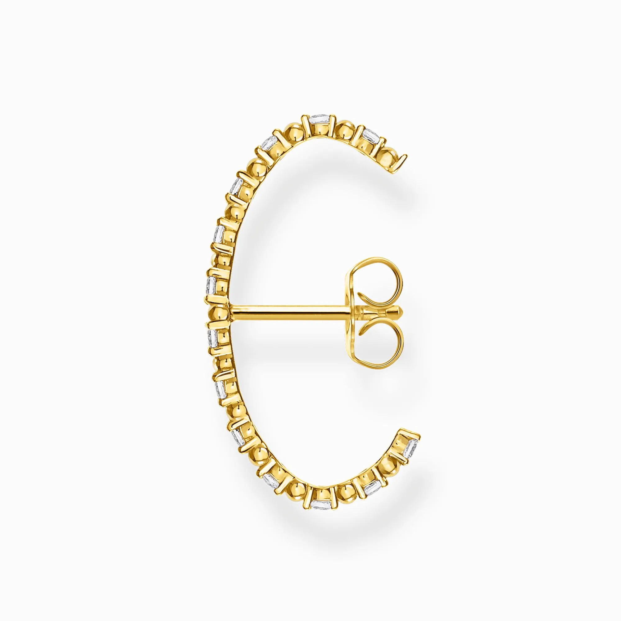 Women THOMAS SABO Ear Studs|18-Carat Gold-Plating - 925 Silver-Single ear stud white stones gold