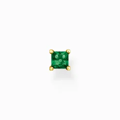 Women THOMAS SABO Ear Studs-Single ear stud with green stone gold