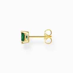 Women THOMAS SABO Ear Studs-Single ear stud with green stone gold