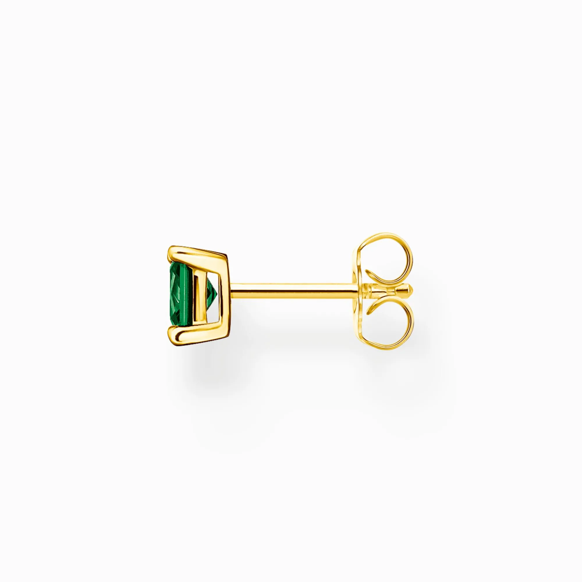 Women THOMAS SABO Ear Studs-Single ear stud with green stone gold