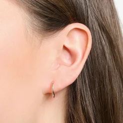 Women THOMAS SABO Hoop Earrings|18-Carat Rose Gold Plating - 925 Silver-Single hoop earring classic rose gold