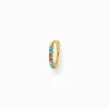 Women THOMAS SABO Hoop Earrings|18-Carat Gold-Plating - 925 Silver-Single hoop earring colourful stones, gold