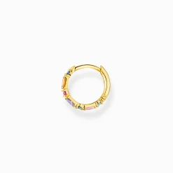 Women THOMAS SABO Hoop Earrings-Single hoop earring colourful stones, gold