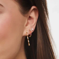 Women THOMAS SABO Hoop Earrings-Single hoop earring colourful stones, gold