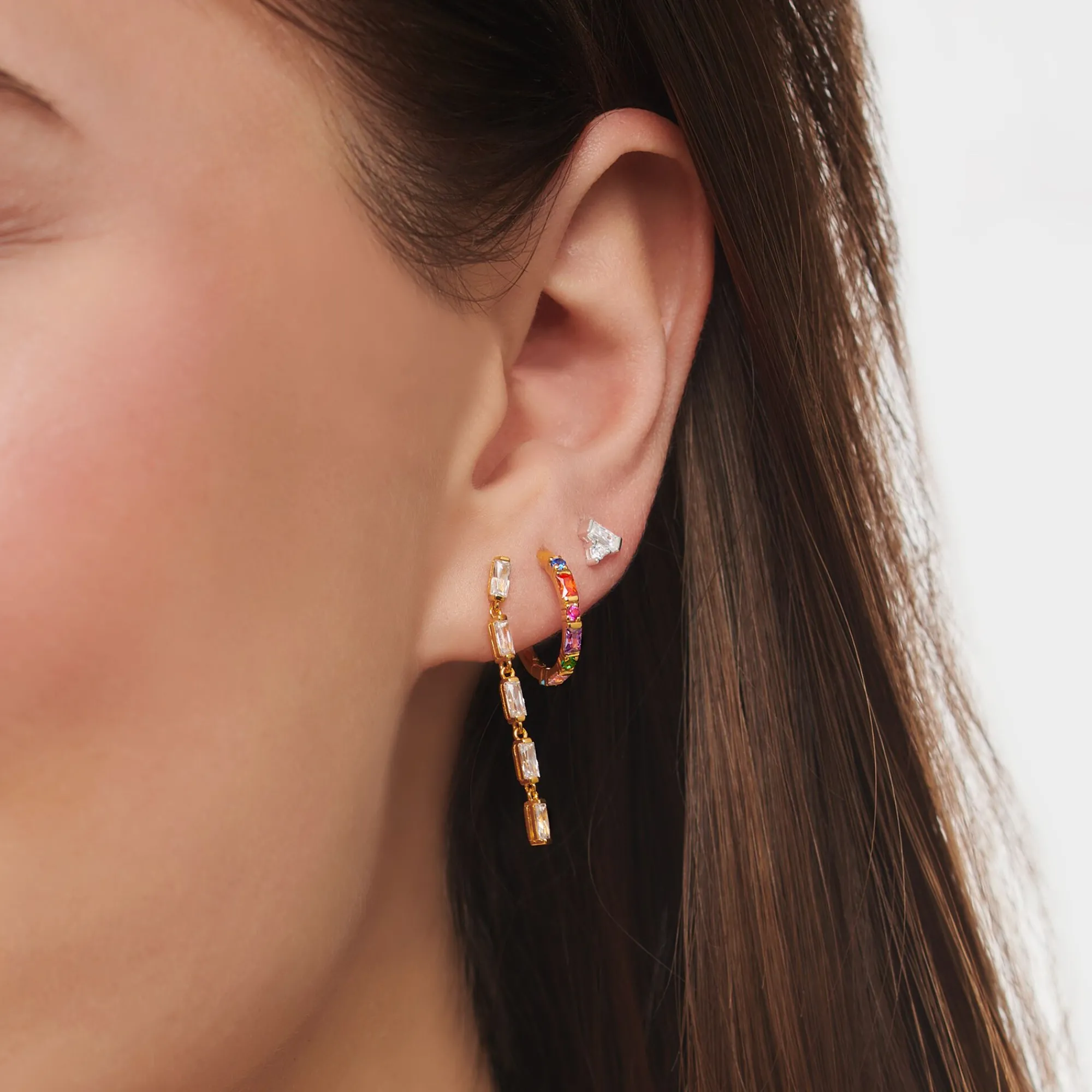 Women THOMAS SABO Hoop Earrings-Single hoop earring colourful stones, gold