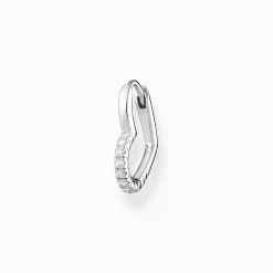 Women THOMAS SABO Hoop Earrings|925 Silver-Single hoop earring heart with white stones silver