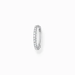 Women THOMAS SABO Hoop Earrings|925 Silver-Single hoop earring white stones, silver