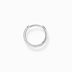 Women THOMAS SABO Hoop Earrings|925 Silver-Single hoop earring white stones, silver