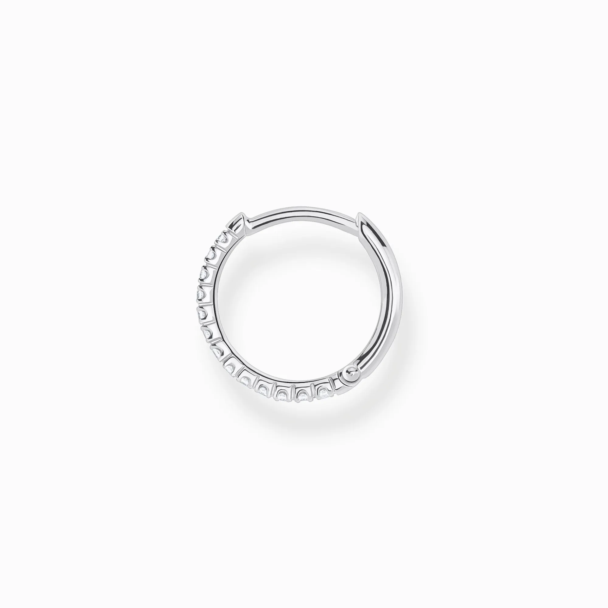 Women THOMAS SABO Hoop Earrings|925 Silver-Single hoop earring white stones, silver