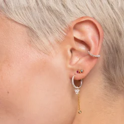 Women THOMAS SABO Hoop Earrings|925 Silver-Single hoop earring white stones, silver