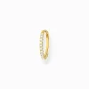 Women THOMAS SABO Hoop Earrings|18-Carat Gold-Plating - 925 Silver-Single hoop earring white stones gold