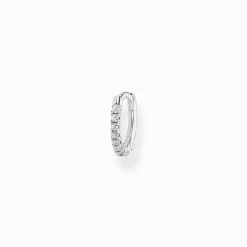 Women THOMAS SABO Hoop Earrings-Single hoop earring white stones, silver