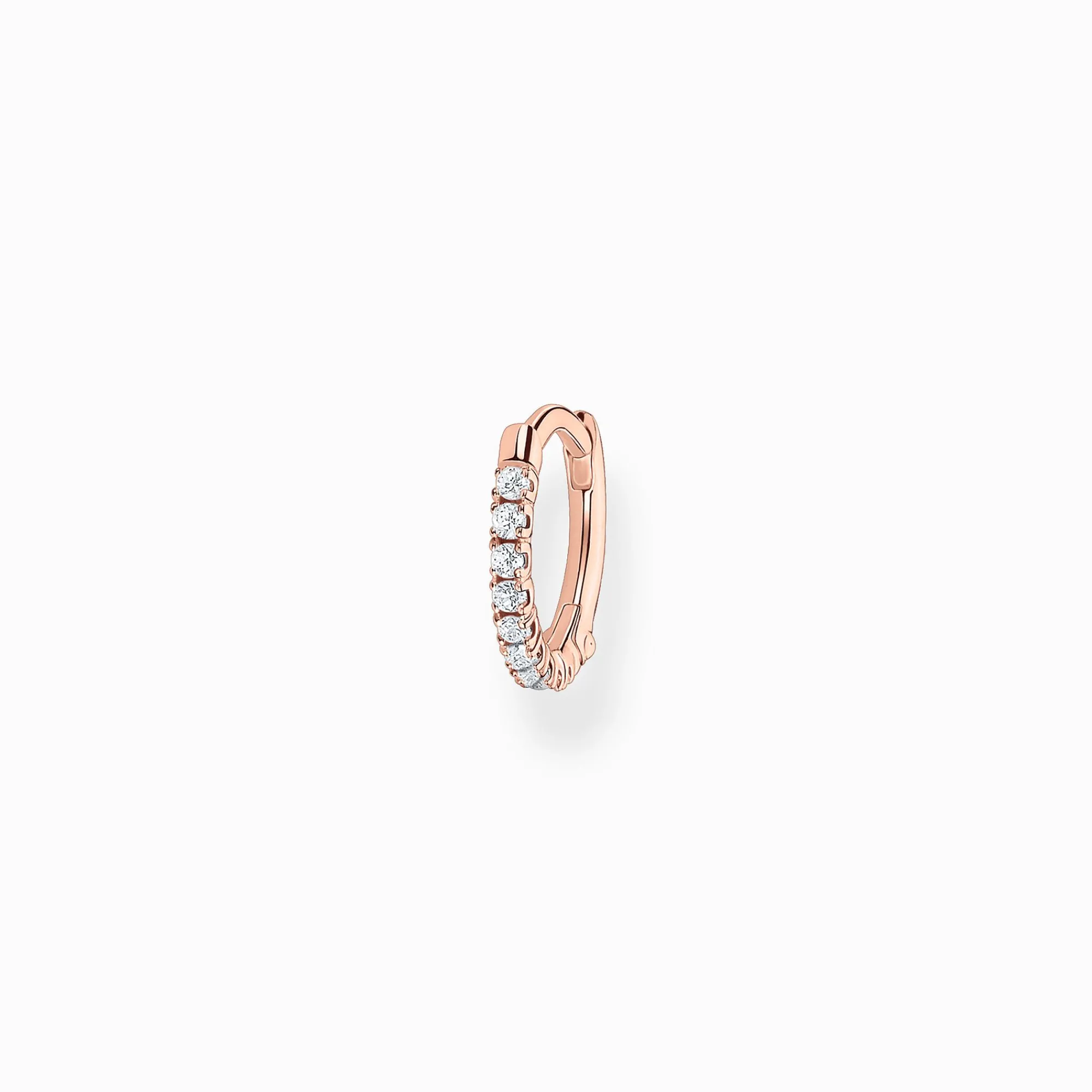 Women THOMAS SABO Hoop Earrings|18-Carat Rose Gold Plating - 925 Silver-Single hoop earring white stones rose gold