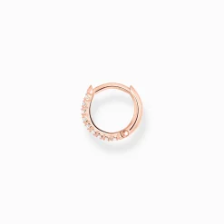 Women THOMAS SABO Hoop Earrings|18-Carat Rose Gold Plating - 925 Silver-Single hoop earring white stones rose gold