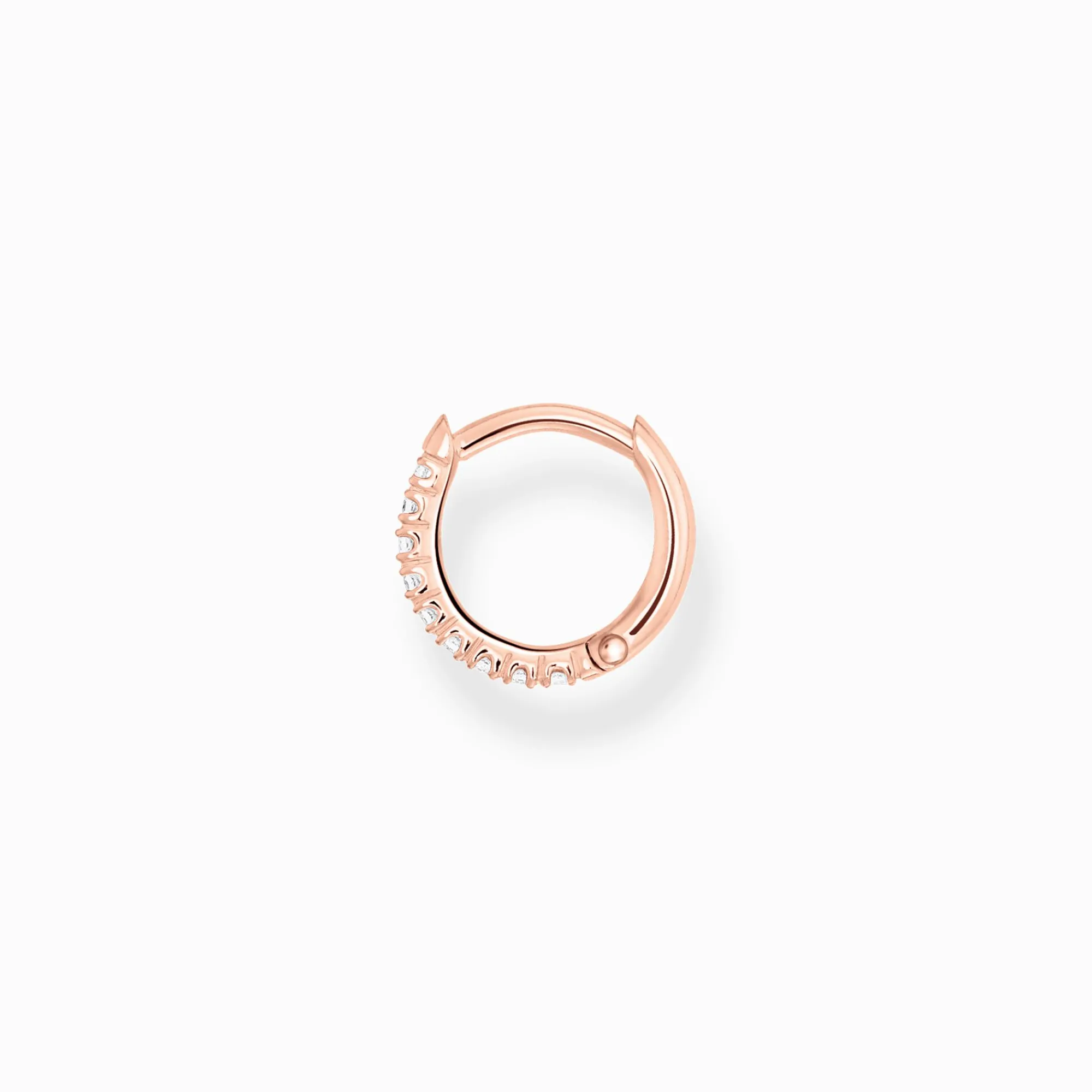 Women THOMAS SABO Hoop Earrings|18-Carat Rose Gold Plating - 925 Silver-Single hoop earring white stones rose gold