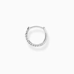Women THOMAS SABO Hoop Earrings-Single hoop earring white stones, silver