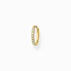 Women THOMAS SABO Hoop Earrings|18-Carat Gold-Plating - 925 Silver-Single hoop earring white stones gold