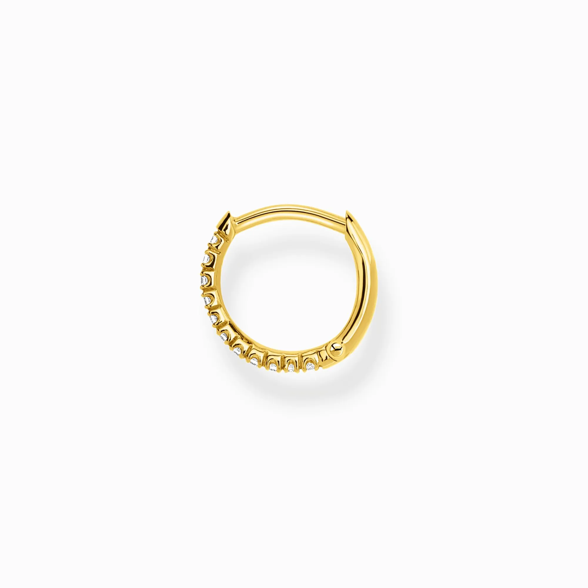 Women THOMAS SABO Hoop Earrings|18-Carat Gold-Plating - 925 Silver-Single hoop earring white stones gold