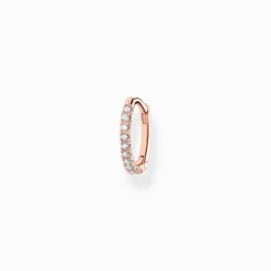 Women THOMAS SABO Hoop Earrings|18-Carat Rose Gold Plating - 925 Silver-Single hoop earring white stones rose gold