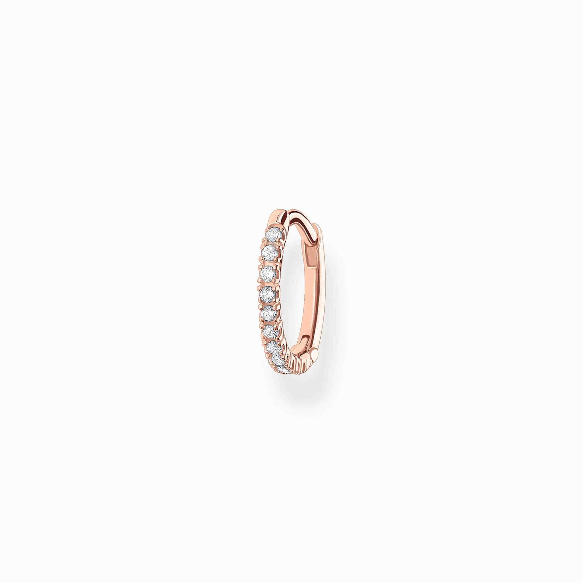 Women THOMAS SABO Hoop Earrings|18-Carat Rose Gold Plating - 925 Silver-Single hoop earring white stones rose gold
