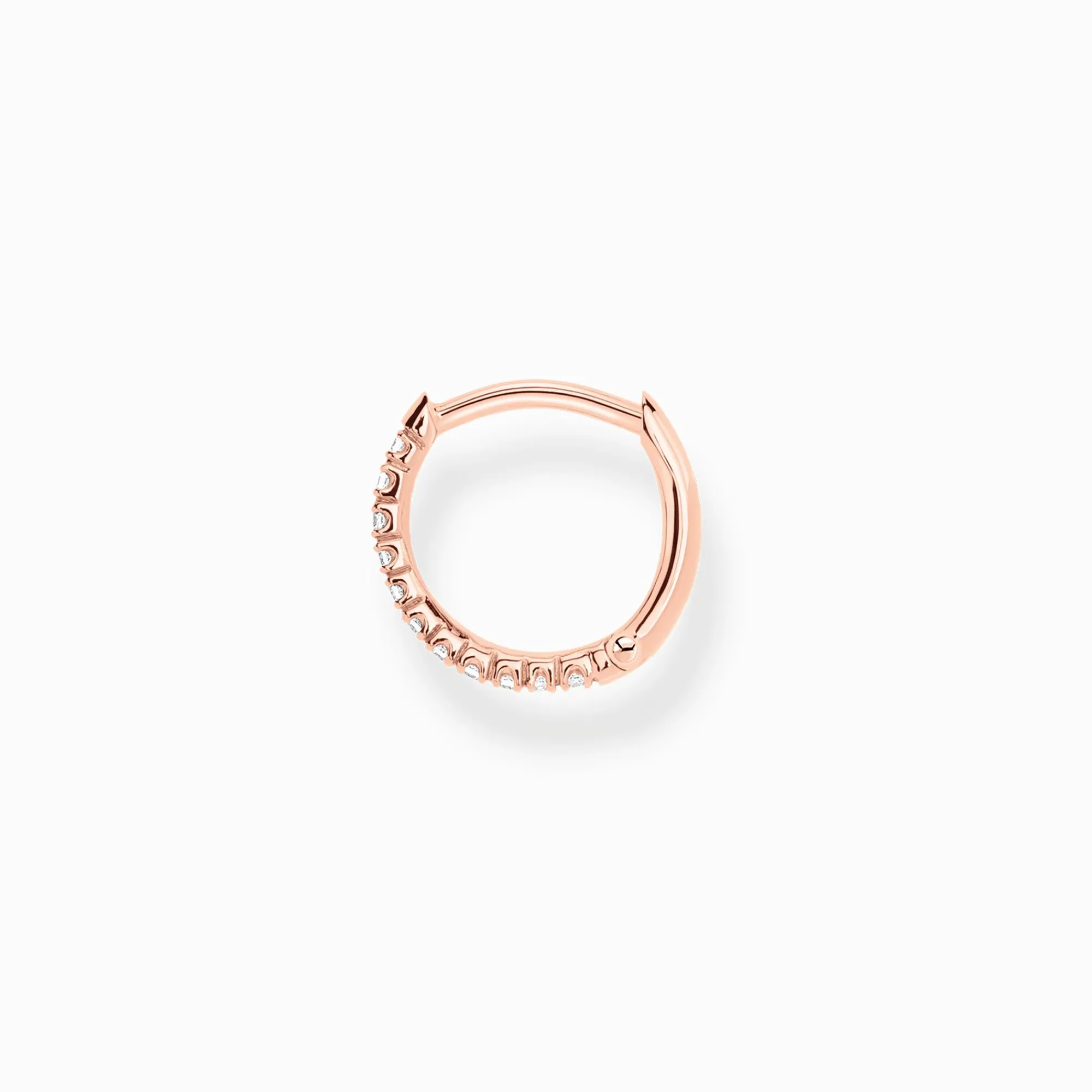 Women THOMAS SABO Hoop Earrings|18-Carat Rose Gold Plating - 925 Silver-Single hoop earring white stones rose gold