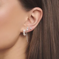 Women THOMAS SABO Hoop Earrings-Single hoop earring white stones, silver