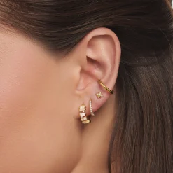 Women THOMAS SABO Hoop Earrings-Single hoop earring white stones gold