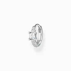 Women THOMAS SABO Hoop Earrings-Single hoop earring with white stones silver