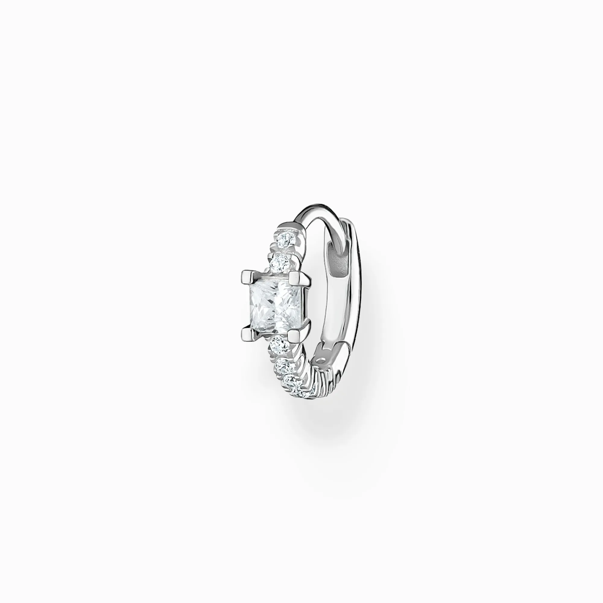 Women THOMAS SABO Hoop Earrings-Single hoop earring with white stones silver